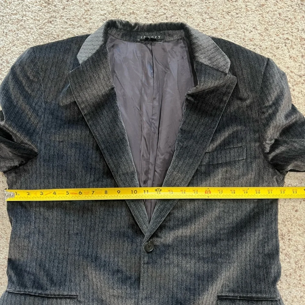 THEORY ‎ Luxe Plush Velvet Tuxedo Blazer Dark Grey Sporty Business Casual 46R